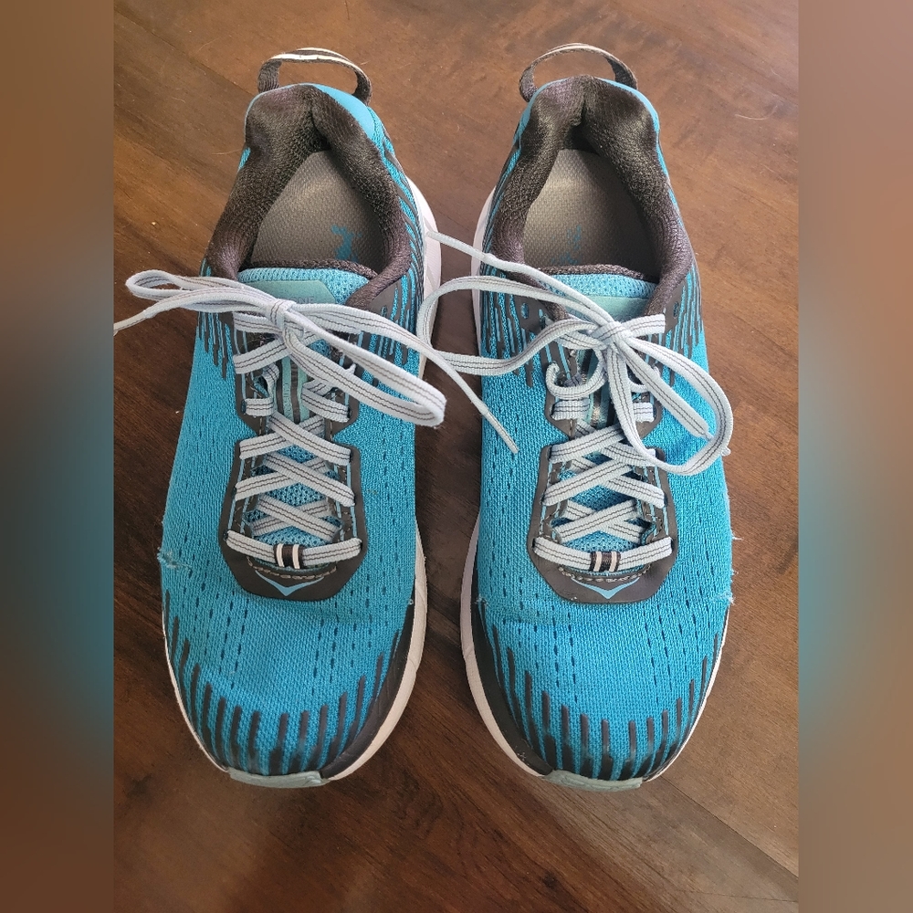 Hoka Women's Clifton 5 Cyan Dark Shadow Running Shoes Size 6.5 Athletic Sneakers - Picture 4 of 13
